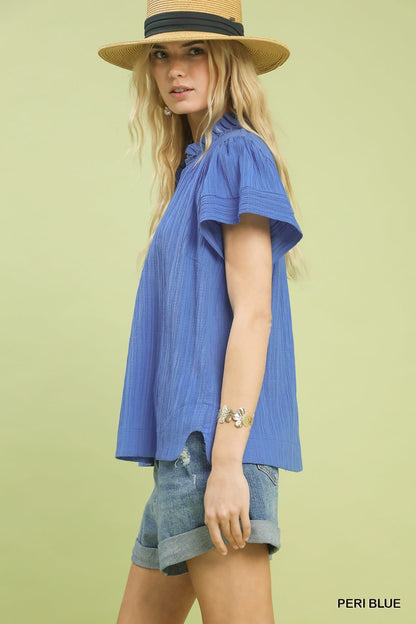 UMGEE Flutter Sleeve Top Blue