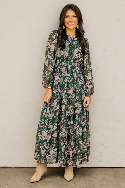 Stevie Dark Green Floral Dress