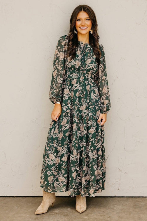 Stevie Dark Green Floral Dress