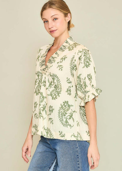 UMGEE Paris Paisley Top Green Mix