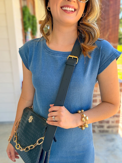 Denim Blue Cotton Tee Shirt Maxi Dress