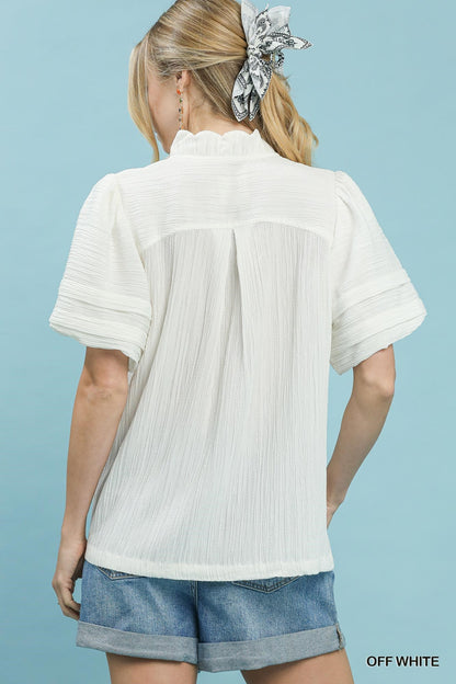 UMGEE Bubble Sleeve Top Off White