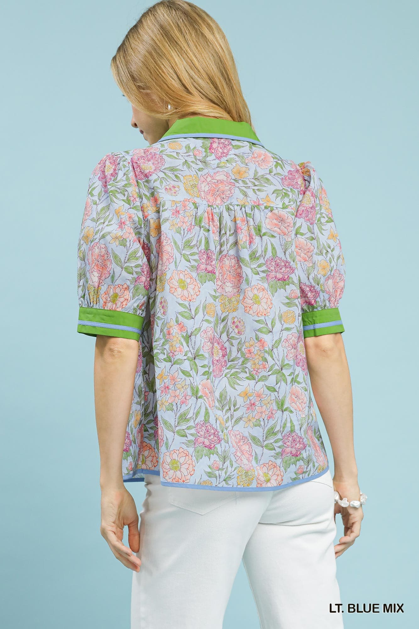 UMGEE Charleston Floral Top Blue Mix