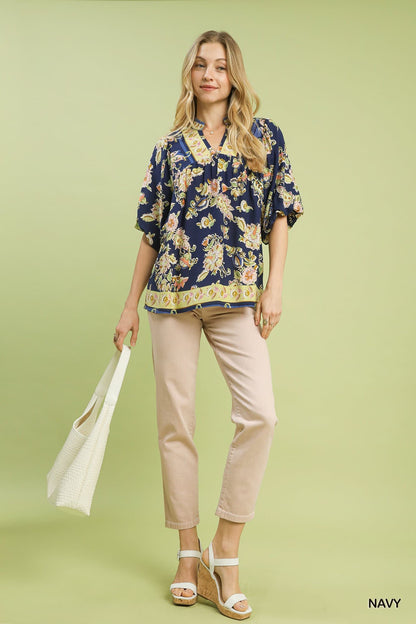 UMGEE Navy Floral Top