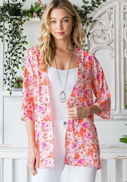 Pink Multi Lightweight Breezy Cardigan