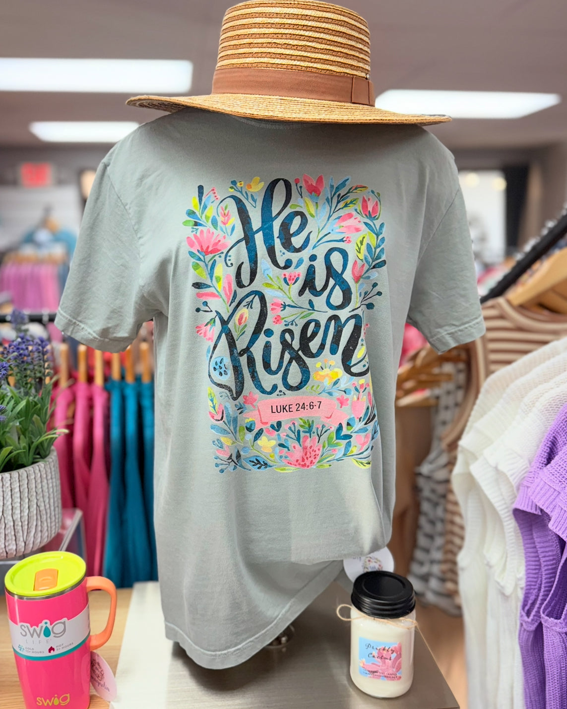 Comfort Colors Floral He Is Risen Tee