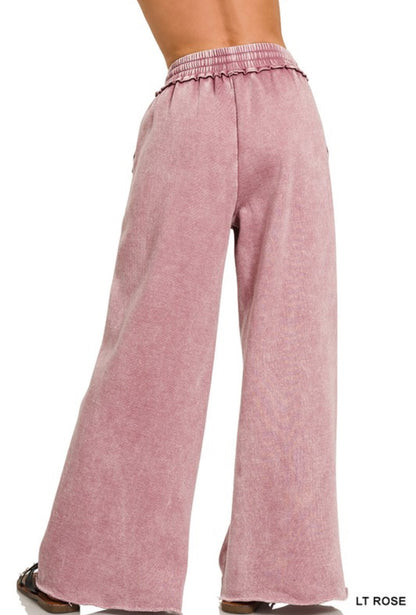 Mineral Wash Full Length Lounge Pant Rose