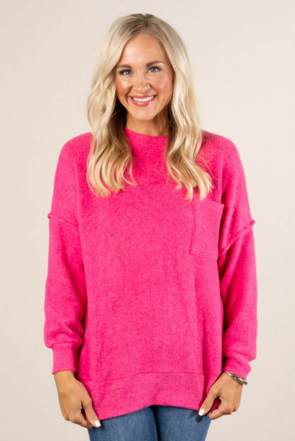 Sweater Weather Pocket Sweater Fuchsia