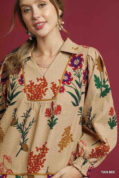UMGEE Bloom Floral Textured Top