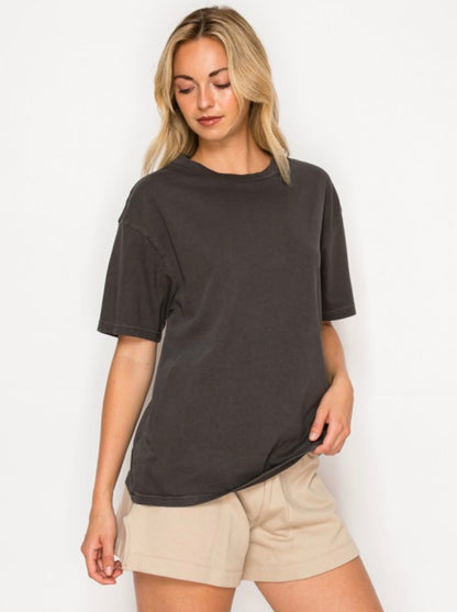 Classic Crew Neck Cotton Tee Vintage Black