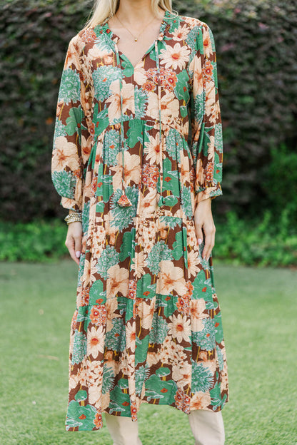 UMGEE Mixed Floral Tiered Midi Dress