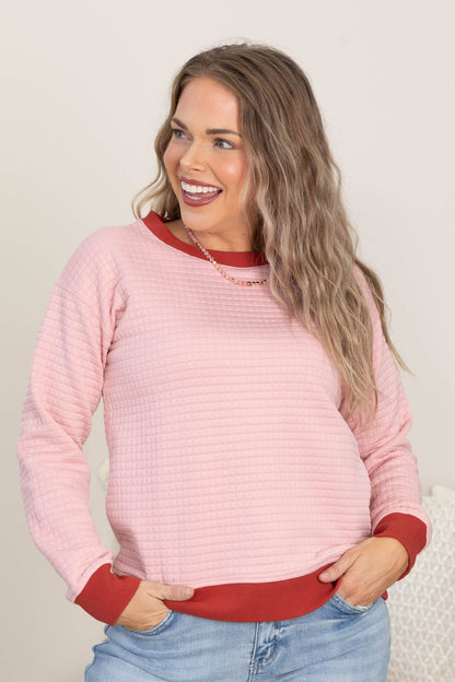 Contrast Quilted Top Blush