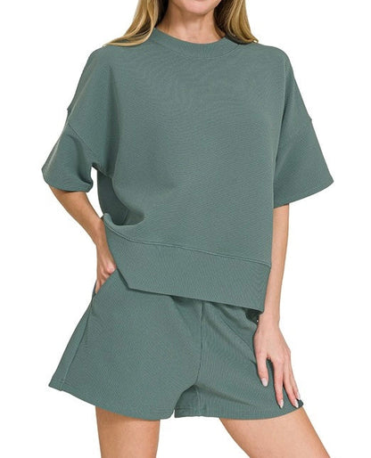 Lounge Around 2PC Shorts Set Jade