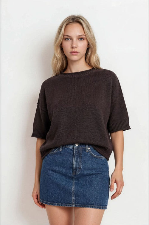 Cameron Knit Pullover Chocolate