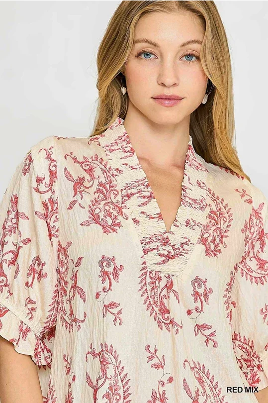 UMGEE Paris Paisley Top Red Mix