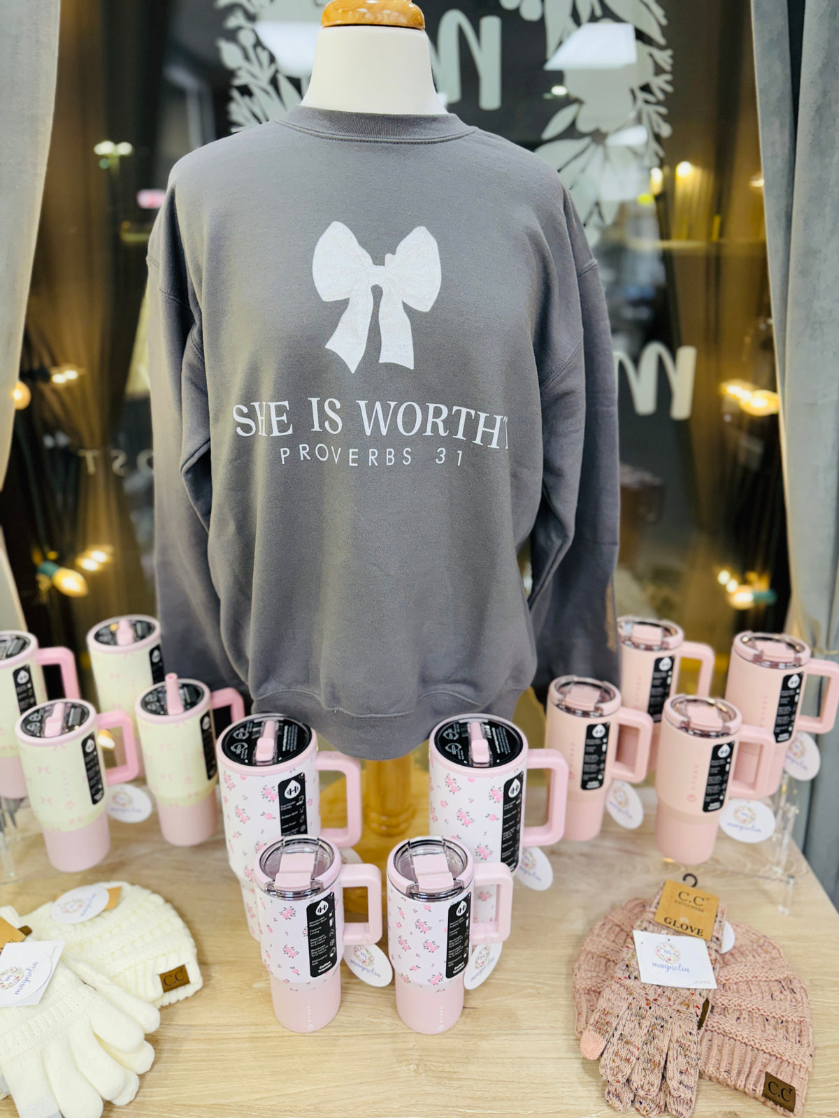 She Is Worthy Sweatshirt Charcoal