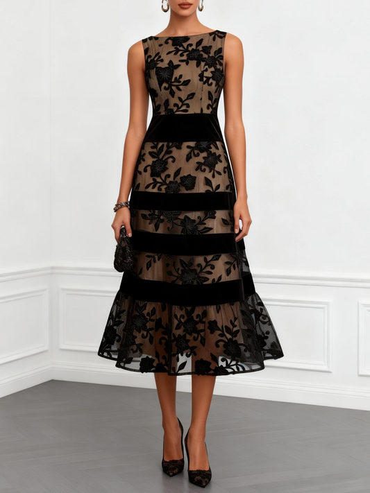 Coraline - Floral Mesh Midi Dress