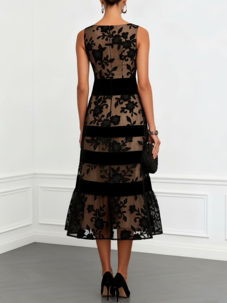Coraline - Floral Mesh Midi Dress