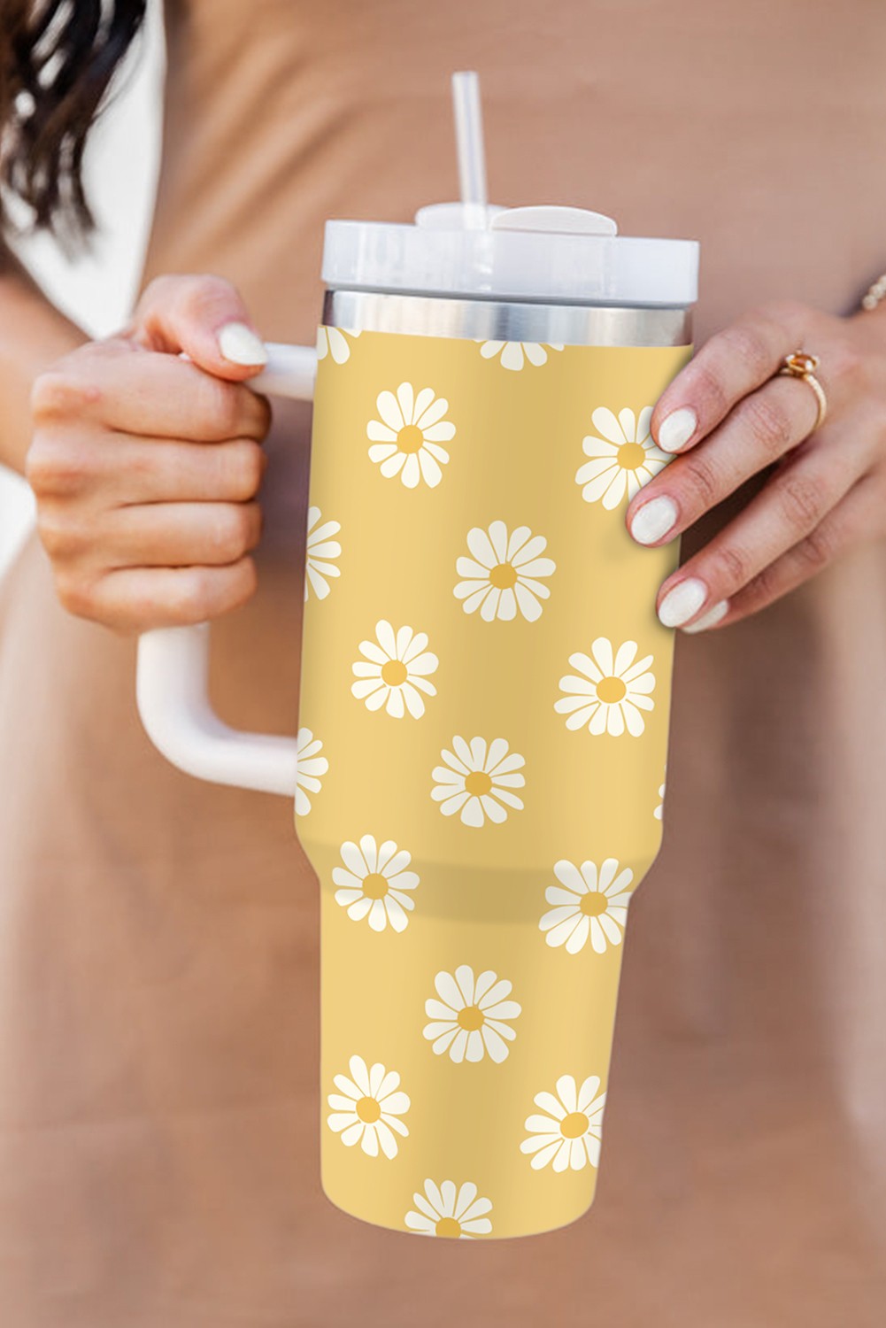 Boho Floral 40oz Stainless Tumbler Daisy Yellow