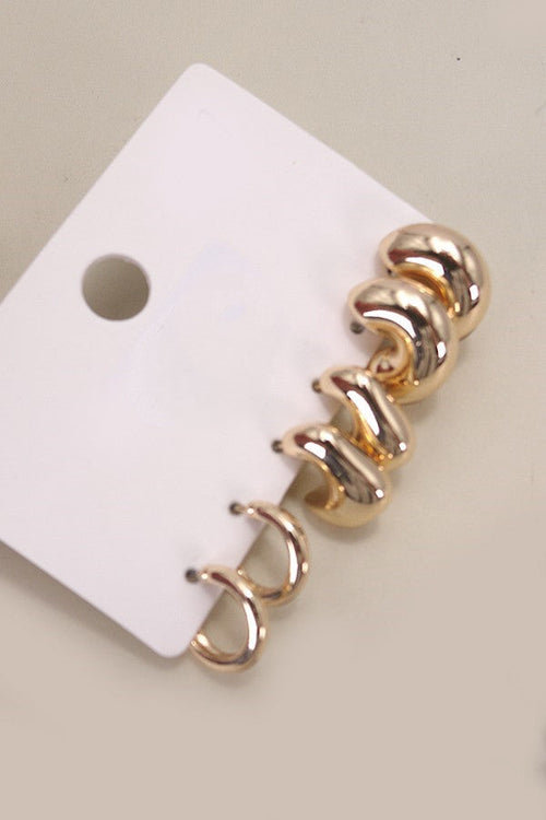 Bubble Hoop Trio Gold Earring Set