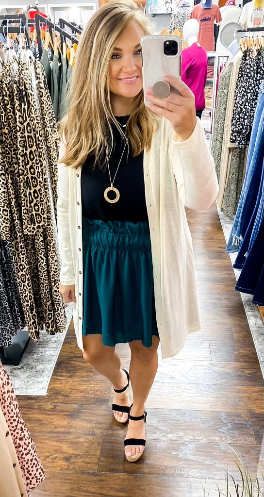 Hunter Green Solid Tiered Ruffle Skirt