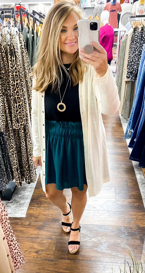 Hunter Green Solid Tiered Ruffle Skirt