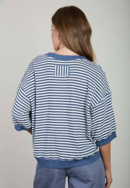 Blue Stripe Knit Top
