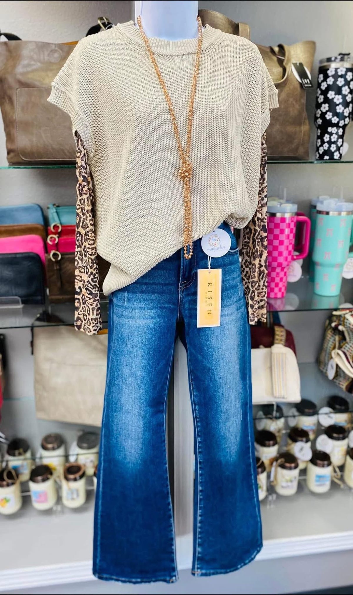 Crew Neck Sweater Vest Beige