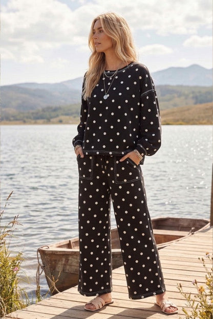 Polka Dot Scuba 2PC Lounge SET Black