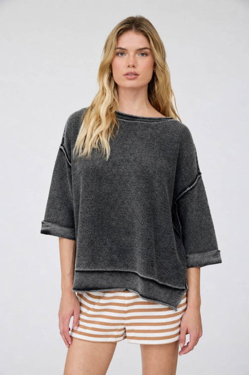 Mineral Washed Everything Sweater Vintage Black