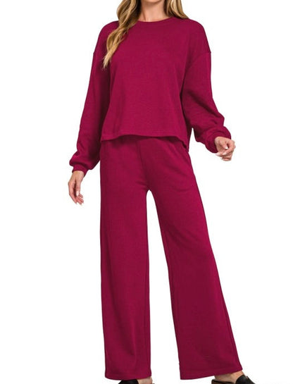 French Ribbed 2PC Set Wine