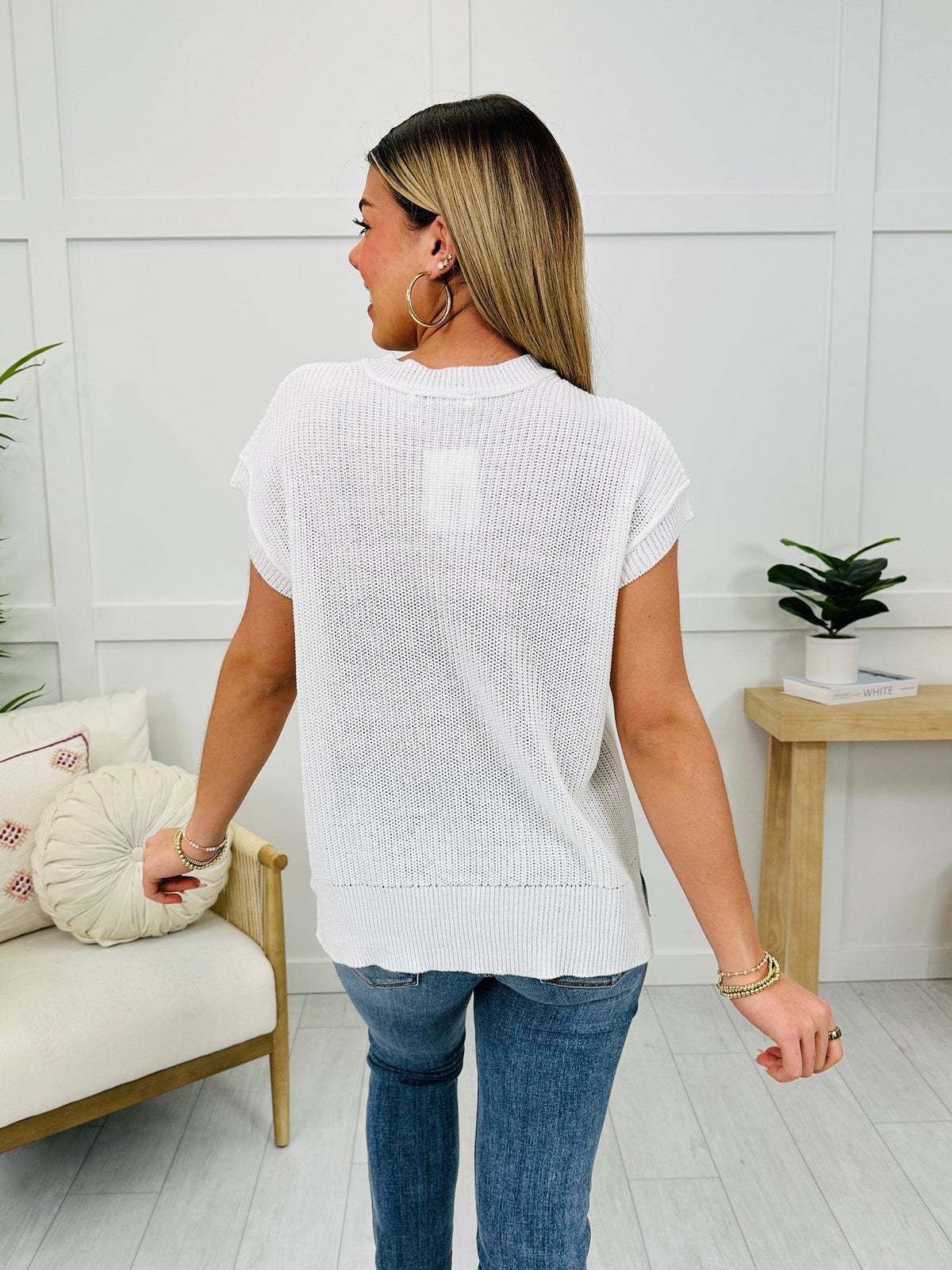 Crew Neck Sweater Vest Ivory