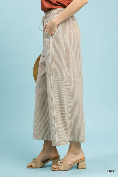 UMGEE Wide Leg Striped Pant Khaki