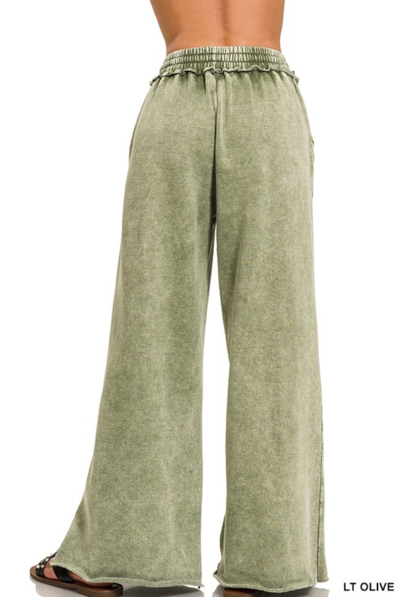 Mineral Wash Full Length Lounge Pant Light Olive