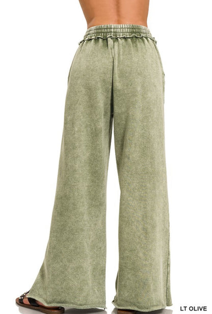 Mineral Wash Full Length Lounge Pant Light Olive