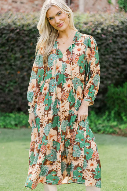 UMGEE Mixed Floral Tiered Midi Dress