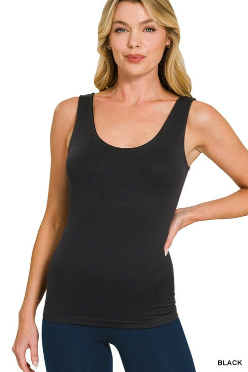 Seamless Built In Bra Tank Black