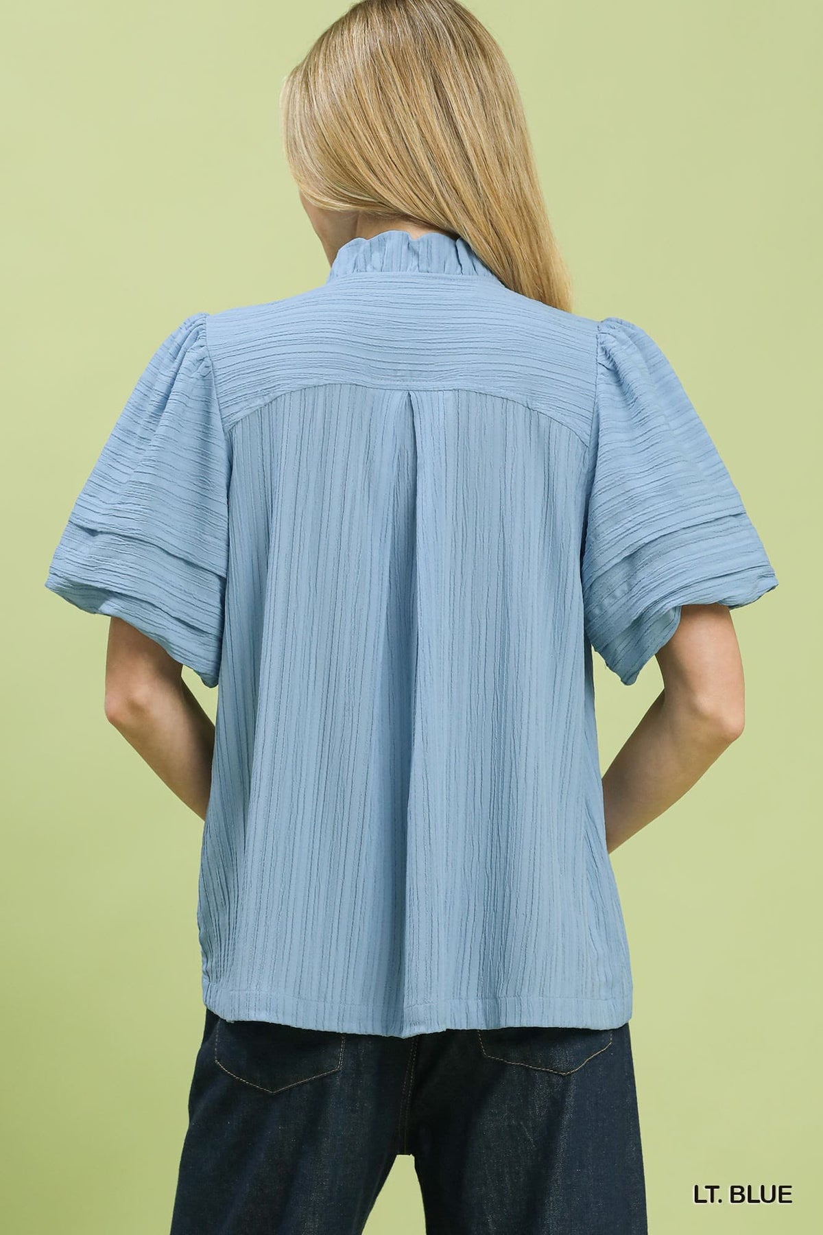 UMGEE Bubble Sleeve Top Blue