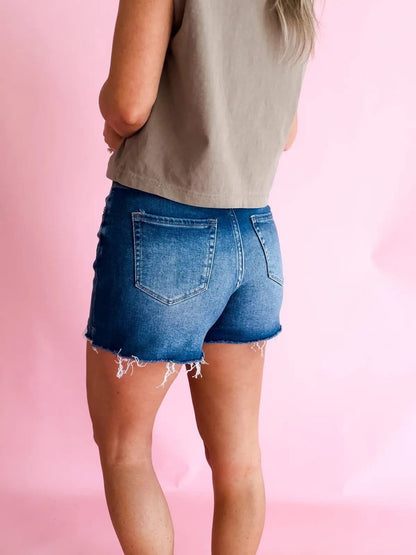 Zenana Ellie Frayed Hem Shorts