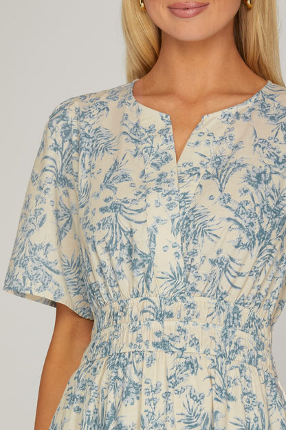 Catalina Blue Floral Tiered Dress