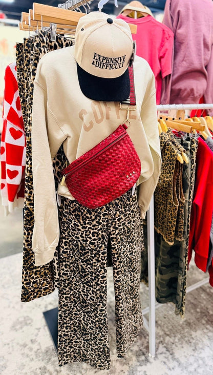 Leopard Twill Wide Leg Pant
