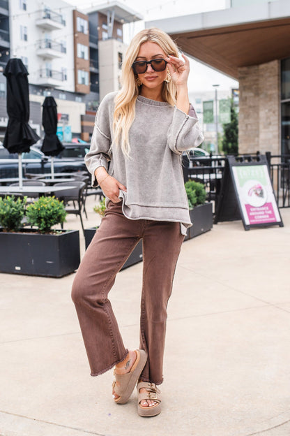 Breezy Knit Top Ash Mocha