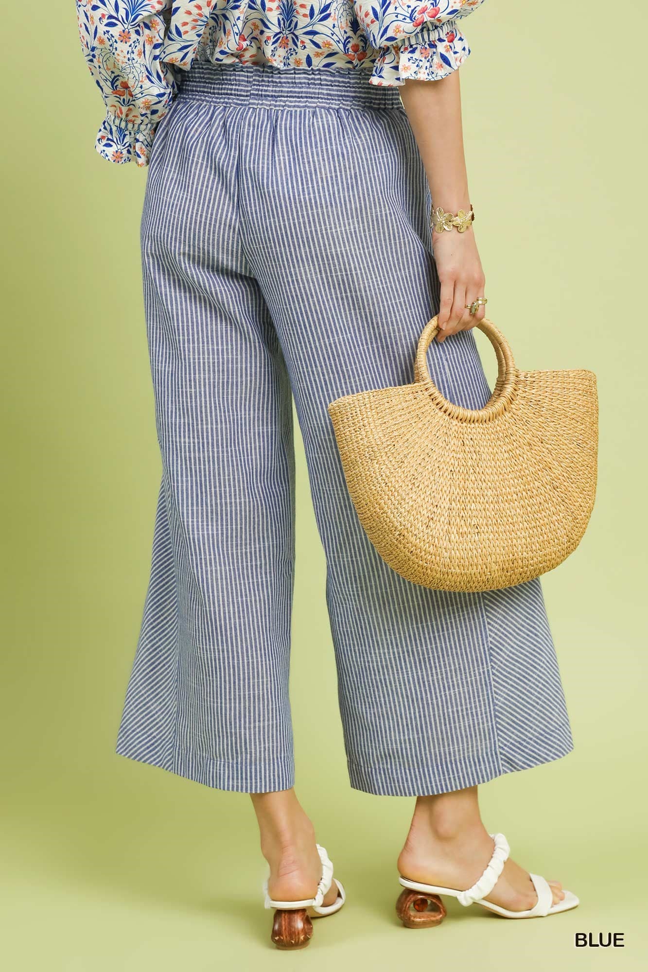 UMGEE Wide Leg Striped Pant Blue