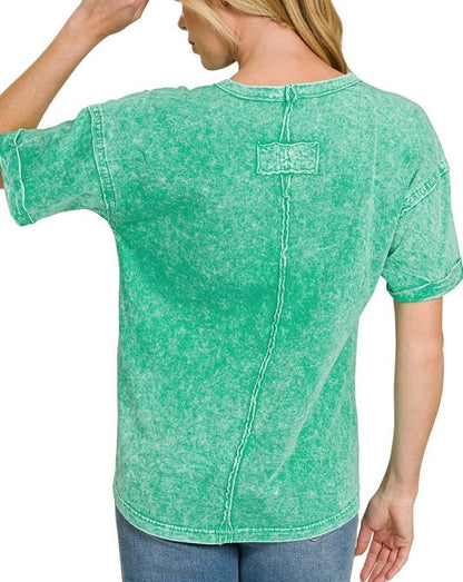 Halo Mineral Washed Pocket Tee Green