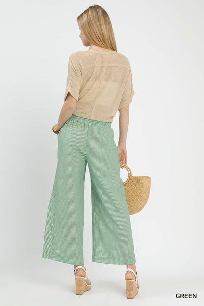 UMGEE Wide Leg Striped Pant Green