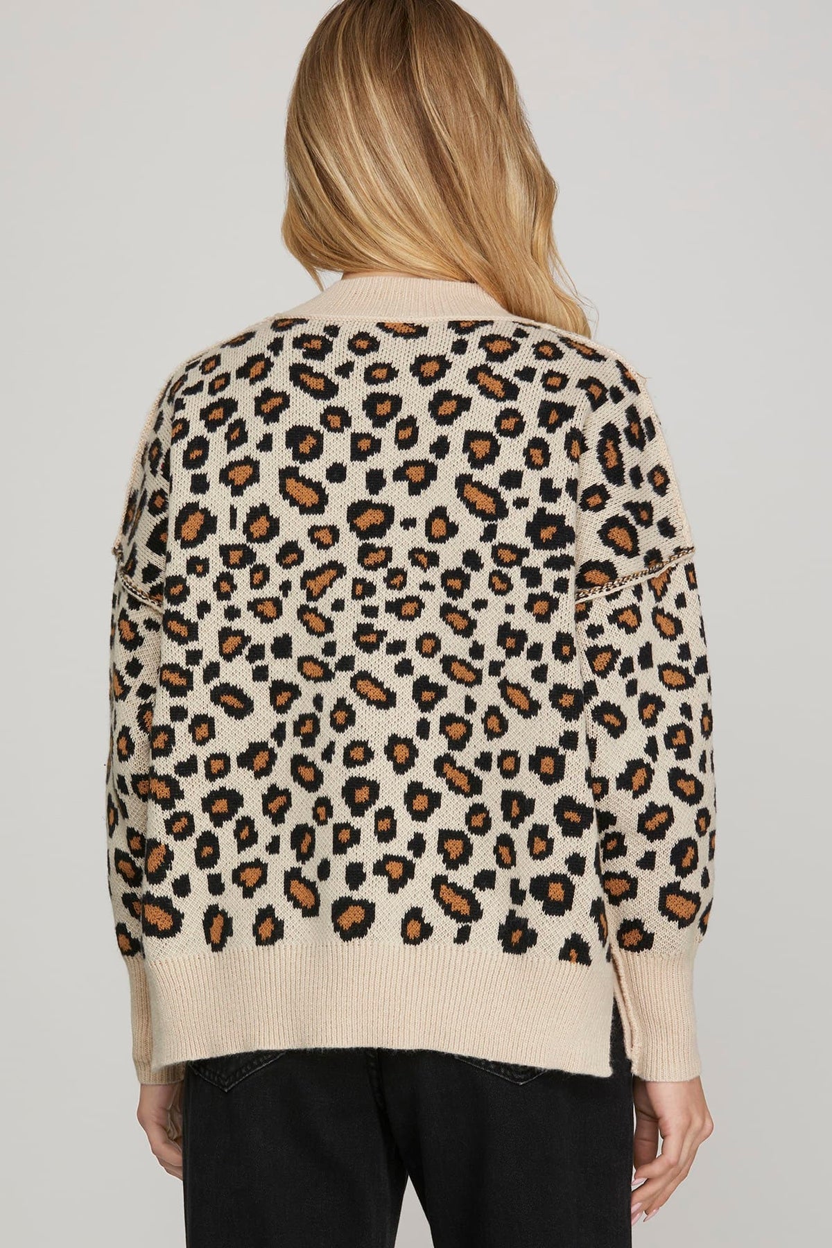 Lauren Leopard Sweater Taupe