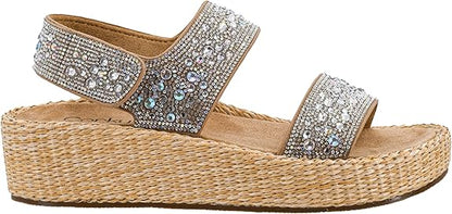 CORKYS Heat Wave Wedge Sandal Clear Rhinestone