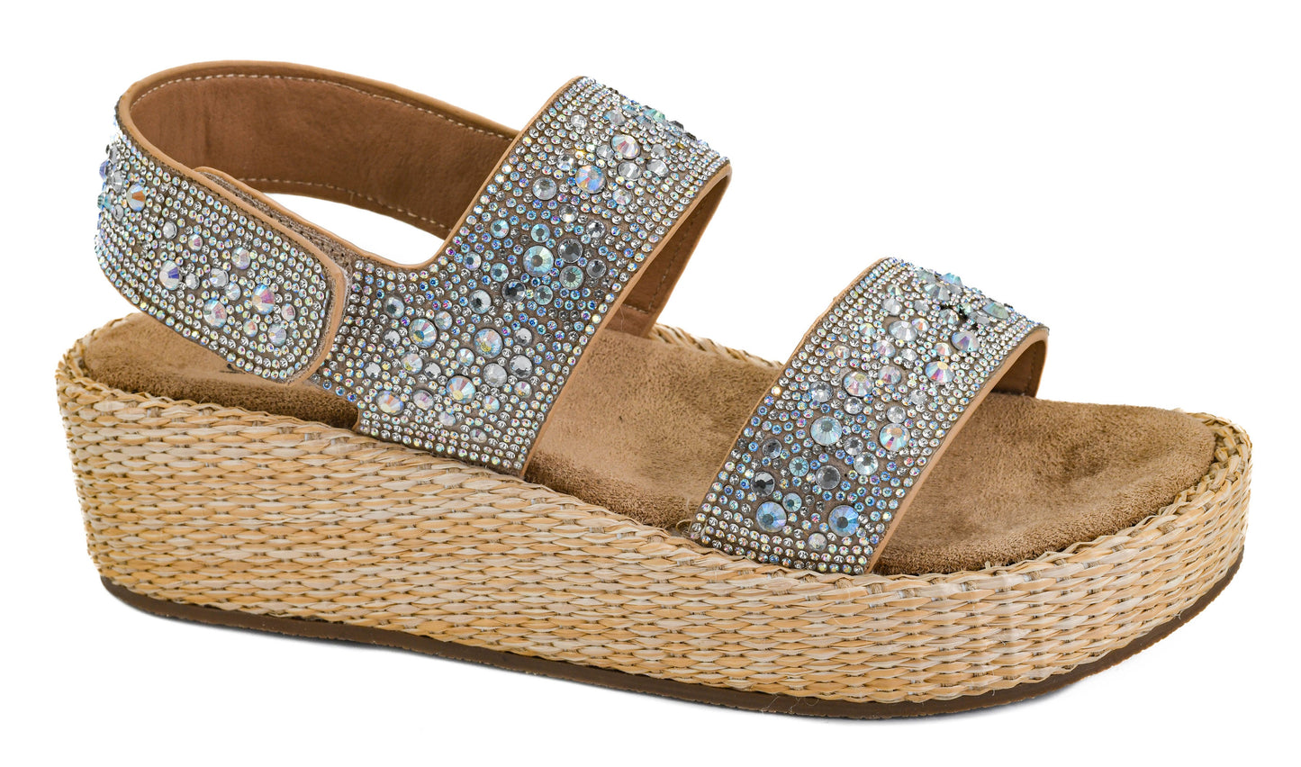 CORKYS Heat Wave Wedge Sandal Clear Rhinestone