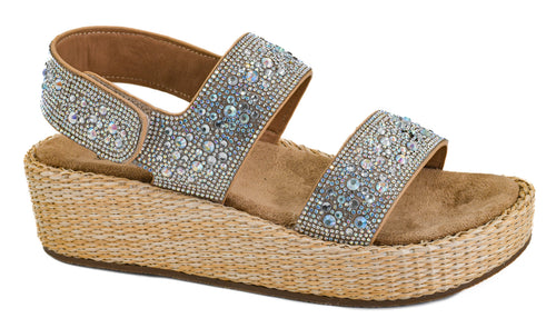 CORKYS Heat Wave Wedge Sandal Clear Rhinestone