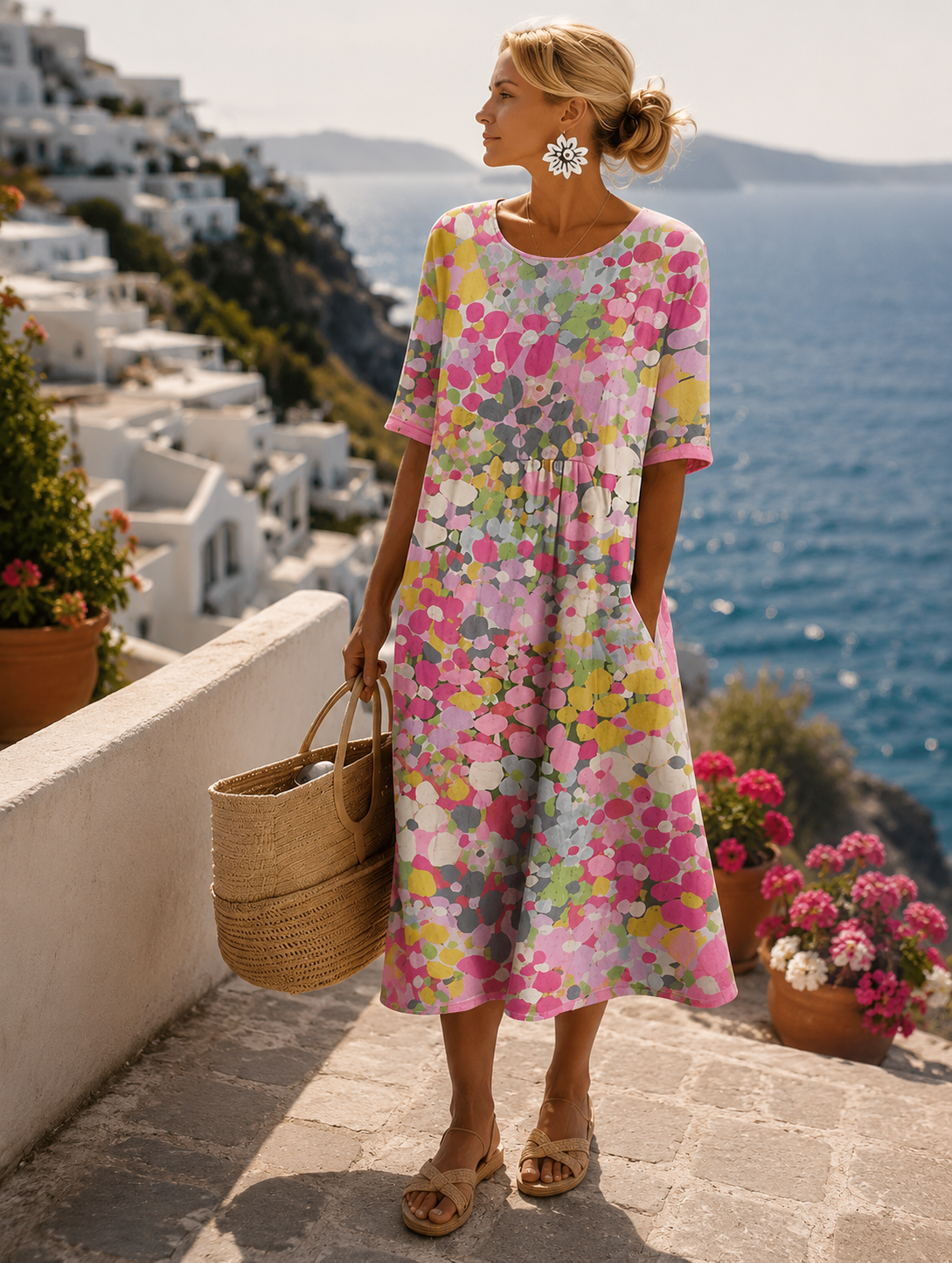 Lioravelle - Lightweight Floral Midi Dress